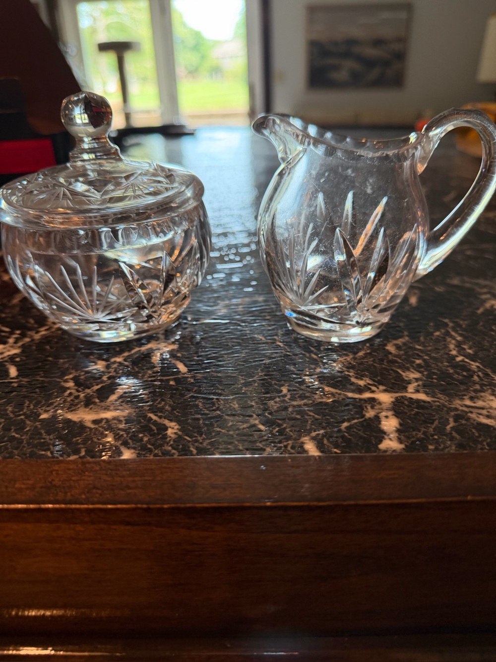 Vintage Anchor Hocking
Clear Glass Creamer Covered
Sugar Bowl Set with Lid